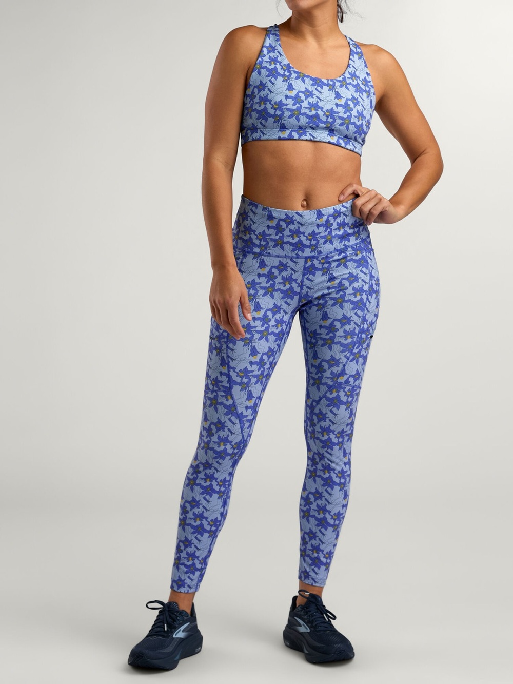 MWT Ooselle Pockito High-Rise Blue Floral Print Performance Leggings 14 Full